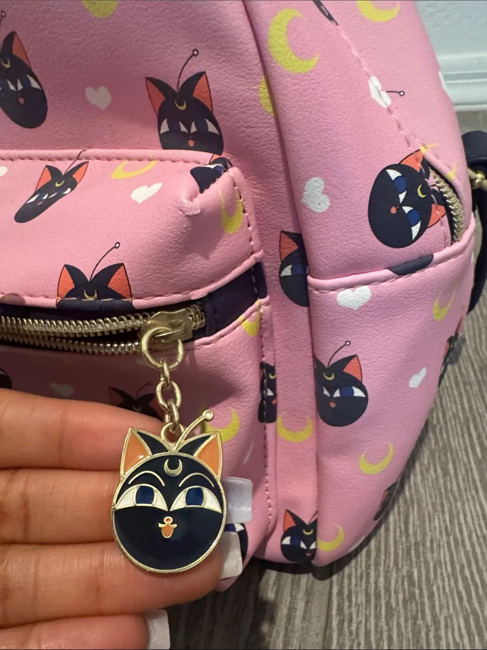 Pink Luna Print Kids Mini Backpack